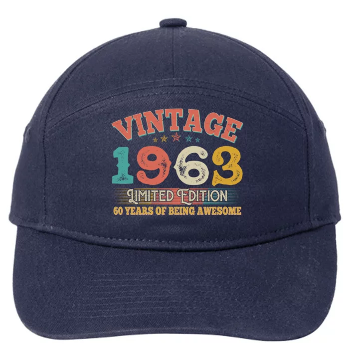 Vintage Limited Edition 1963 60 Years Of Being Awesome Birthday 7-Panel Snapback Hat