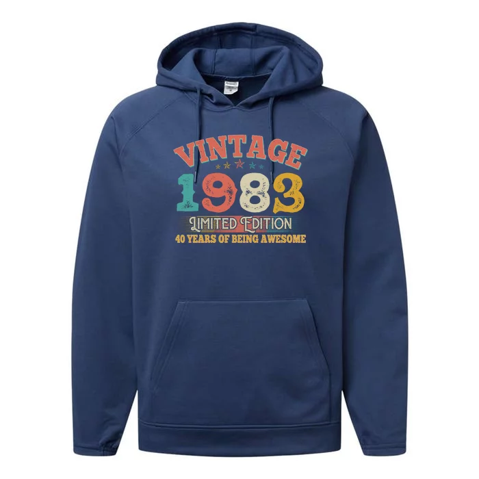 Vintage Limited Edition 1983 40 Years Of Being Awesome Birthday Performance Fleece Hoodie