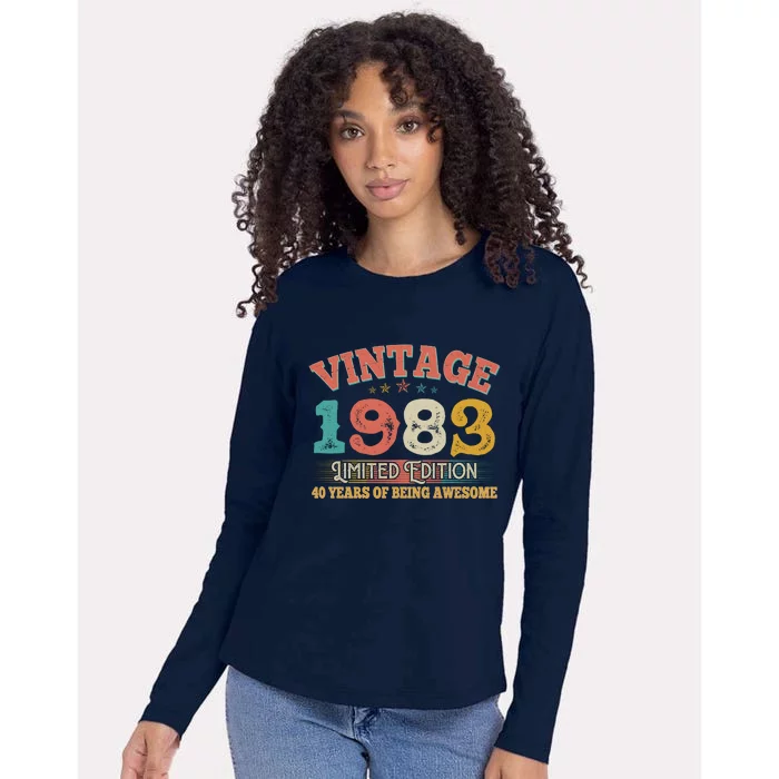 Vintage Limited Edition 1983 40 Years Of Being Awesome Birthday Womens Cotton Relaxed Long Sleeve T-Shirt