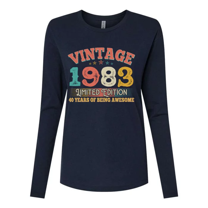 Vintage Limited Edition 1983 40 Years Of Being Awesome Birthday Womens Cotton Relaxed Long Sleeve T-Shirt