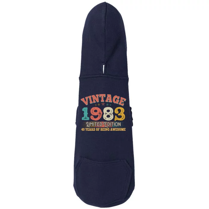 Vintage Limited Edition 1983 40 Years Of Being Awesome Birthday Doggie 3-End Fleece Hoodie