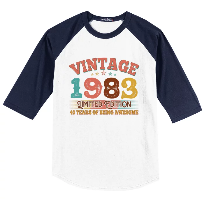 Vintage Limited Edition 1983 40 Years Of Being Awesome Birthday Baseball Sleeve Shirt