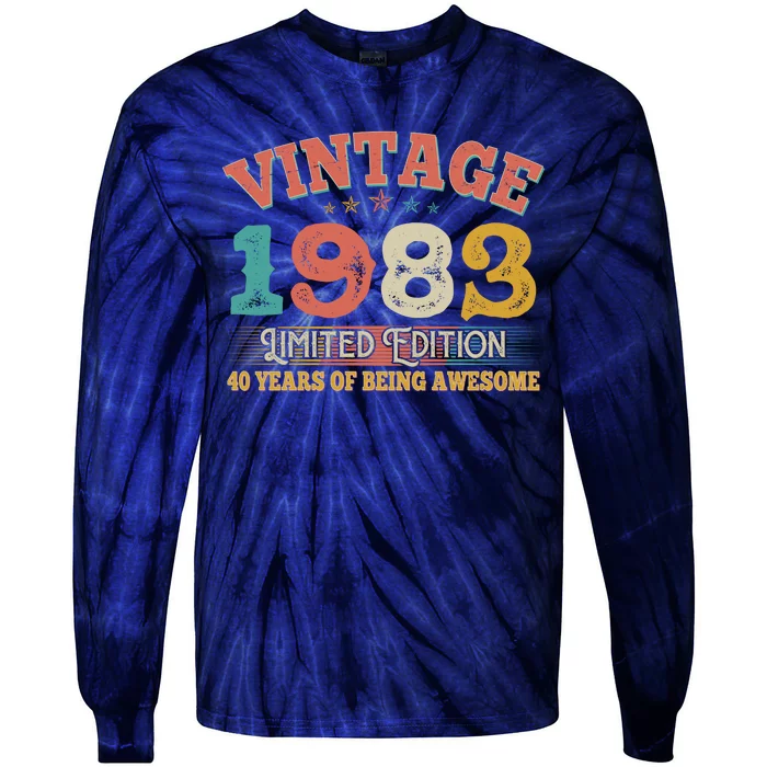 Vintage Limited Edition 1983 40 Years Of Being Awesome Birthday Tie-Dye Long Sleeve Shirt