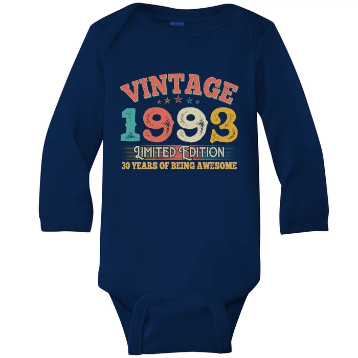 Vintage Limited Edition 1993 30 Years Of Being Awesome Birthday Baby Long Sleeve Bodysuit