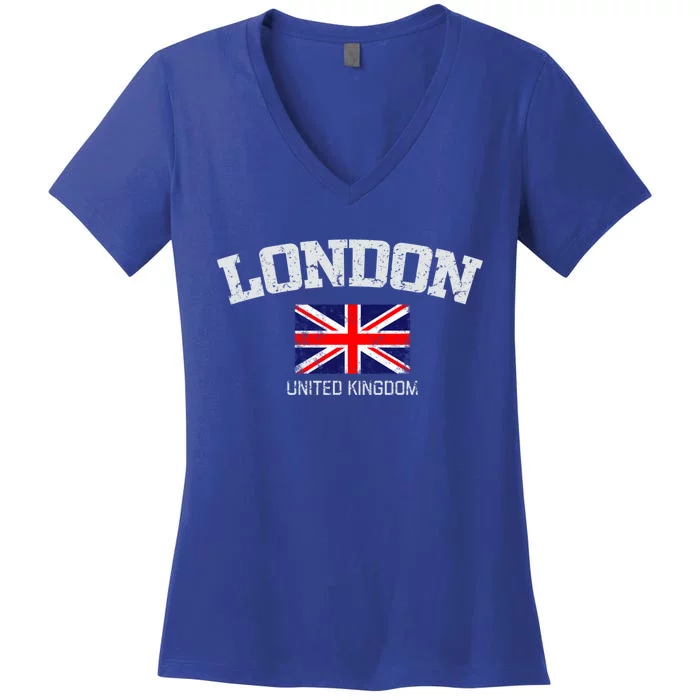 Vintage London England United Kingdom Souvenir Gift Women's V-Neck T-Shirt