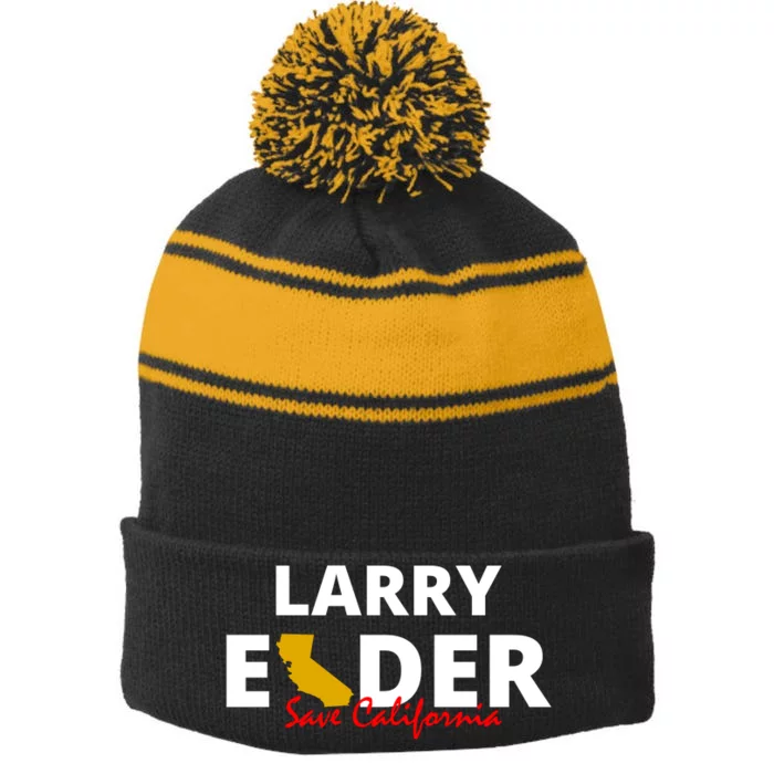 Vote Larry Elder Save California Stripe Pom Pom Beanie