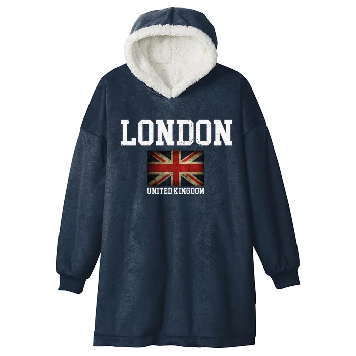 Vintage London England United Kingdom Souvenir Gift Cool Gift Hooded Wearable Blanket