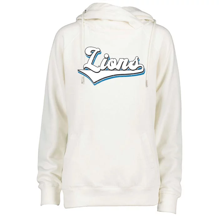 Vintage Lion Football Logo Womens Funnel Neck Pullover Hood