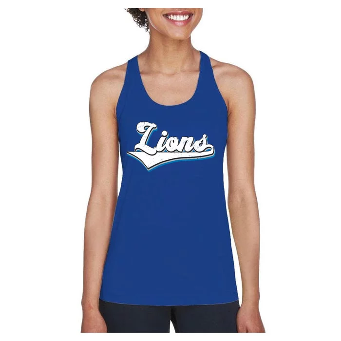 Vintage Lion Football Logo Women's Racerback Tank