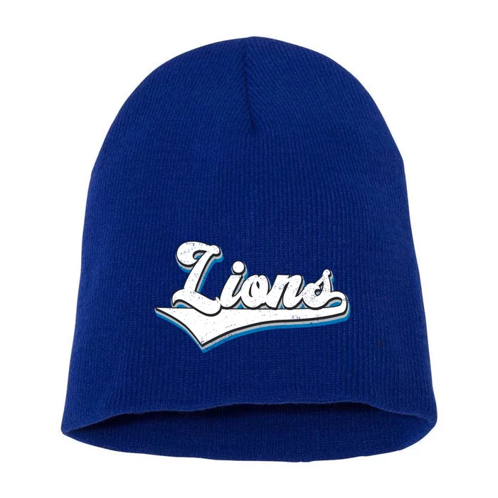 Vintage Lion Football Logo Short Acrylic Beanie