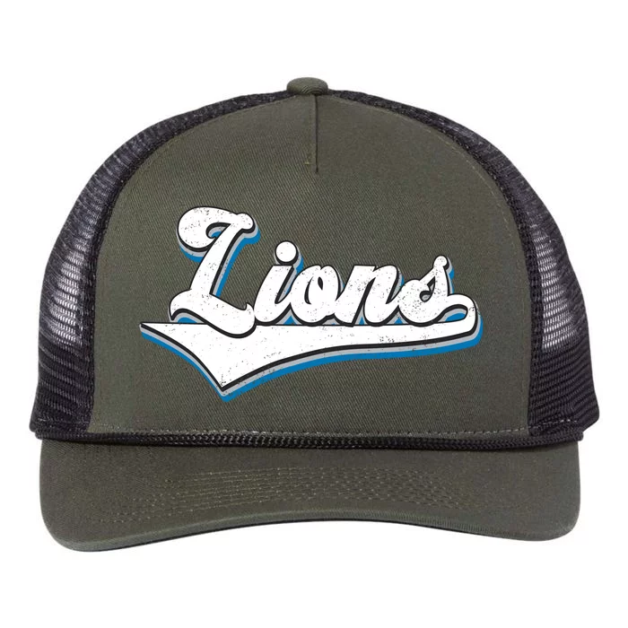 Vintage Lion Football Logo Retro Rope Trucker Hat Cap