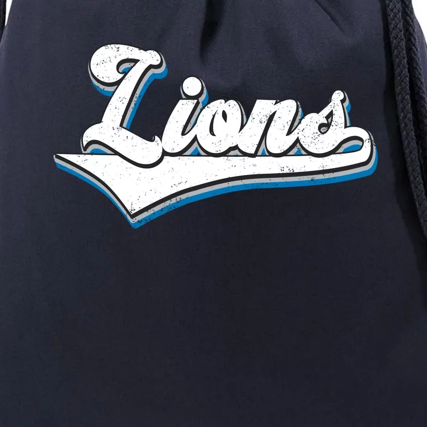 Vintage Lion Football Logo Drawstring Bag