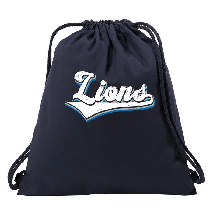 Vintage Lion Football Logo Drawstring Bag