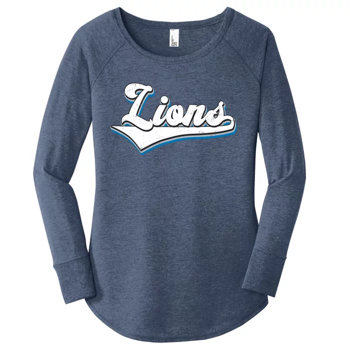 Vintage Lion Football Logo Women's Perfect Tri Tunic Long Sleeve Shirt