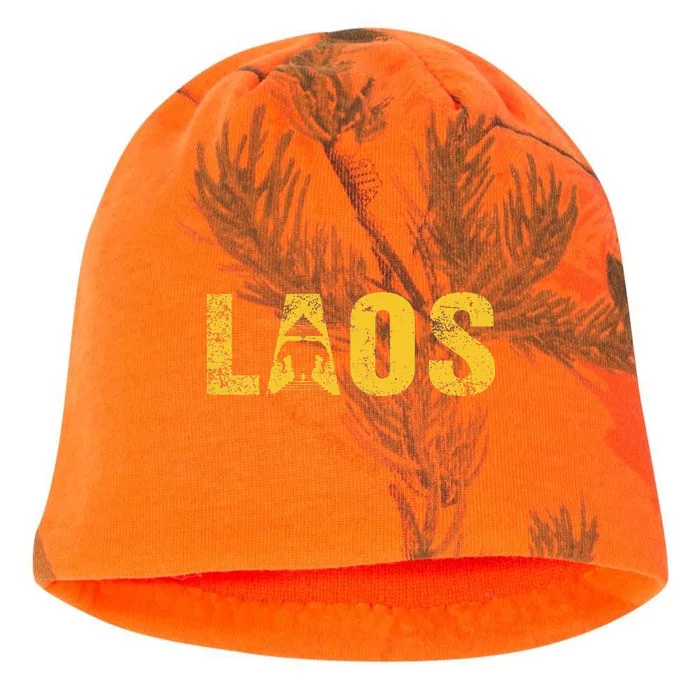 Vintage Laos Flag Vientiane Kingdom of Laos Kati - Camo Knit Beanie