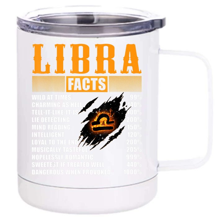 Vintage Libra Facts Funny Zodiac Sign Birthday Horoscope Meaningful Gift Front & Back 12oz Stainless Steel Tumbler Cup