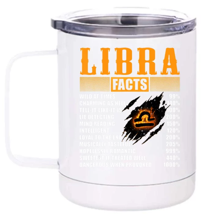 Vintage Libra Facts Funny Zodiac Sign Birthday Horoscope Meaningful Gift Front & Back 12oz Stainless Steel Tumbler Cup