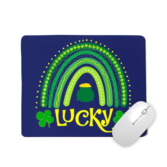 Vintage Lucky Green Irish Shamrock Rainbow St Patricks Day Mousepad