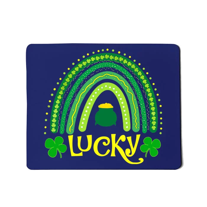 Vintage Lucky Green Irish Shamrock Rainbow St Patricks Day Mousepad