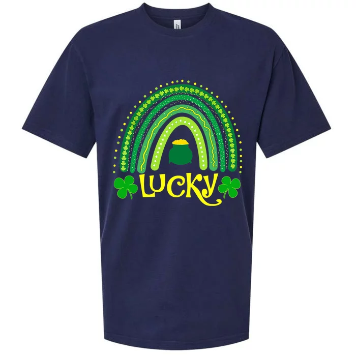 Vintage Lucky Green Irish Shamrock Rainbow St Patricks Day Sueded Cloud Jersey T-Shirt