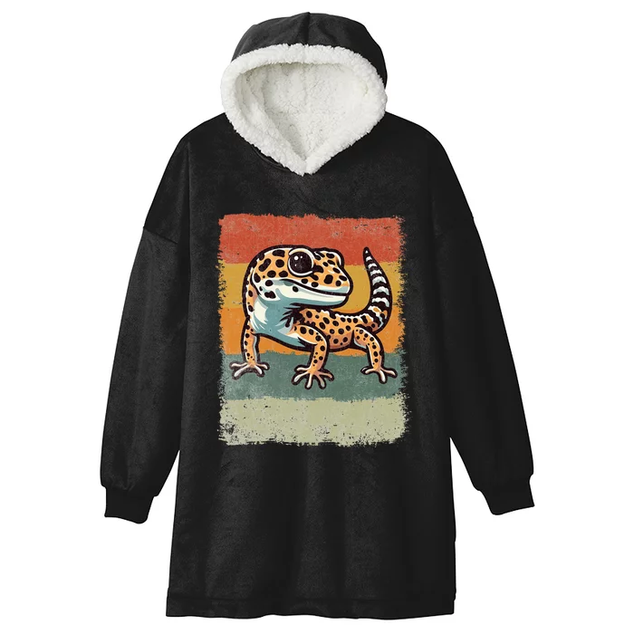 Vintage Leopard Gecko Hooded Wearable Blanket