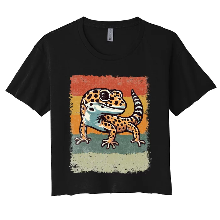 Vintage Leopard Gecko Women's Crop Top Tee