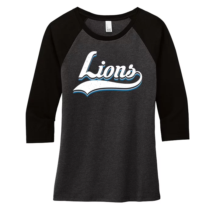 Vintage Lions Gift Football Women's Tri-Blend 3/4-Sleeve Raglan Shirt