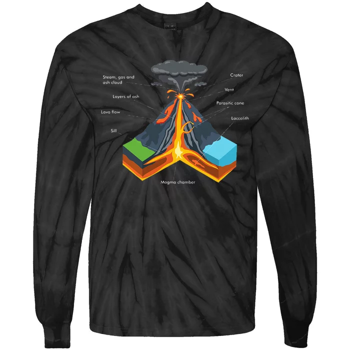 Volcano Lover Geology Teacher Funny Geologist Tie-Dye Long Sleeve Shirt