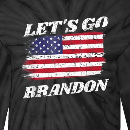 Vintage Let's Go Brandon Conservative Anti Liberal US Flag Tie-Dye Long Sleeve Shirt