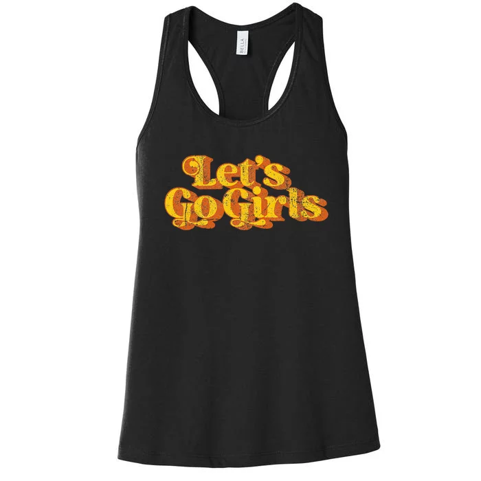 Vintage Lets Go Funny Country Music Retro 70s Women's Racerback Tank