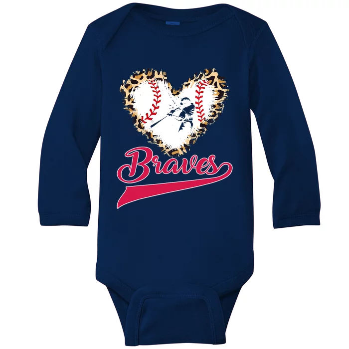 Vintage Leopard Hearts Brave Proud Strong Baby Long Sleeve Bodysuit