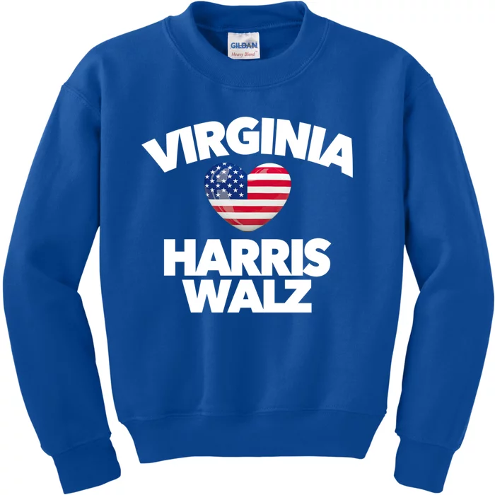 Virginia Loves Harris Walz America Vote Norfolk Richmond Va Gift Kids Sweatshirt