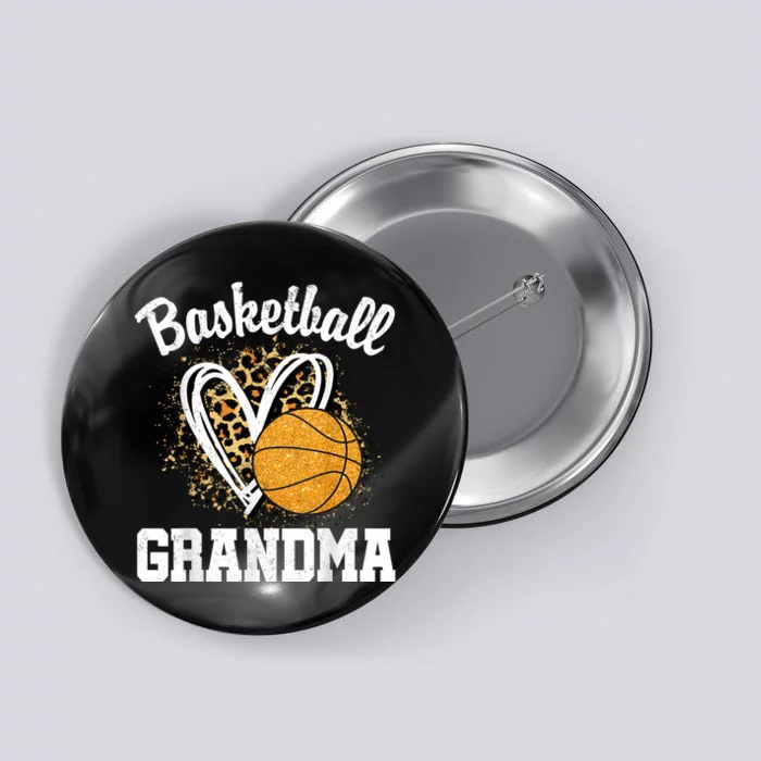 Vintage Leopard Heart Basketball Grandma Button