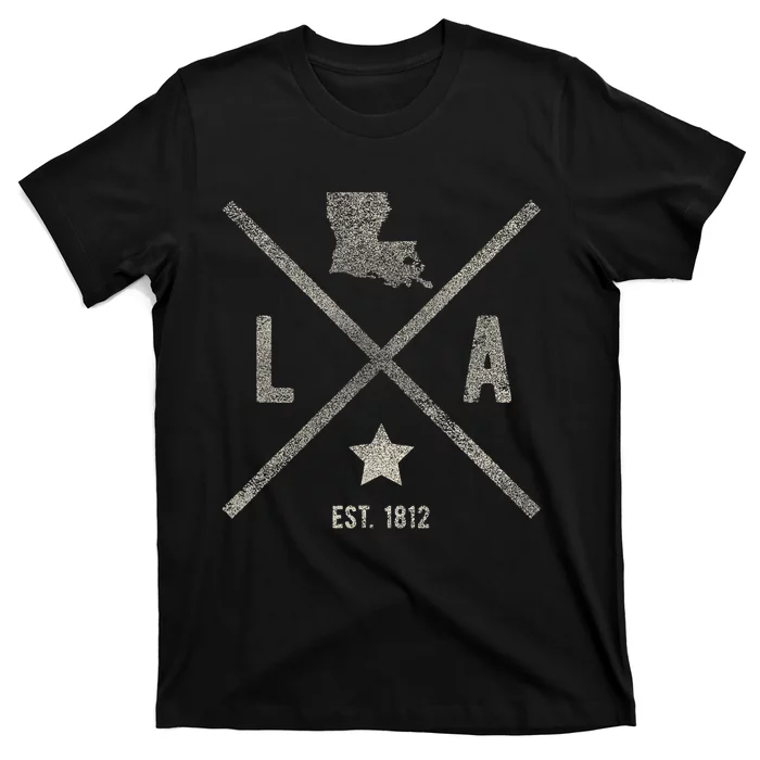 Vintage Louisiana Home State Outline La Map Silhouette T-Shirt