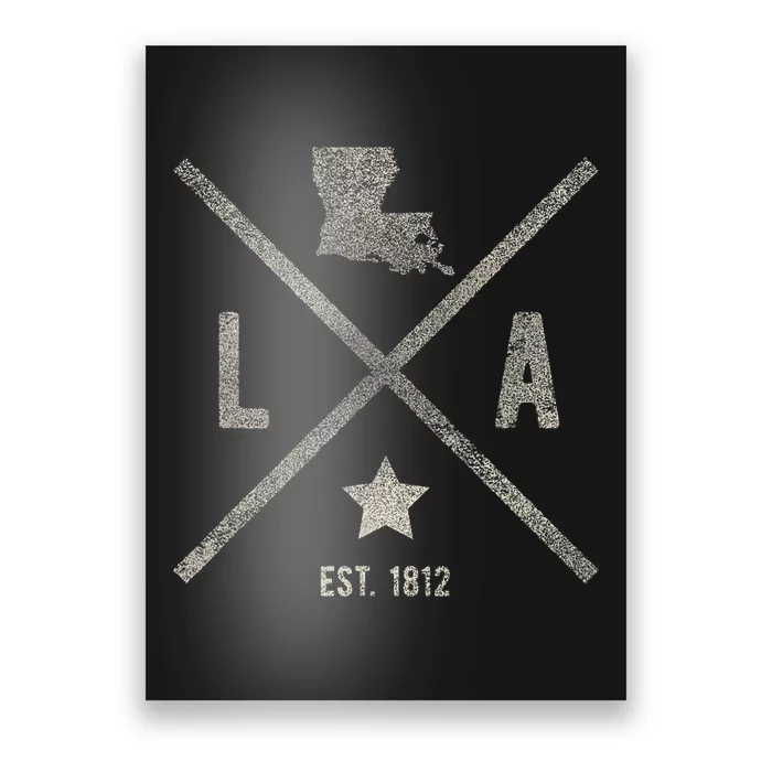 Vintage Louisiana Home State Outline La Map Silhouette Poster