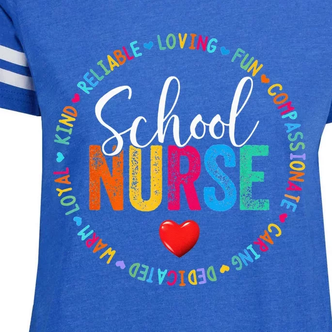 Vintage Love Heart Rn Nursing School Nurse Graduation Gift Enza Ladies Jersey Football T-Shirt