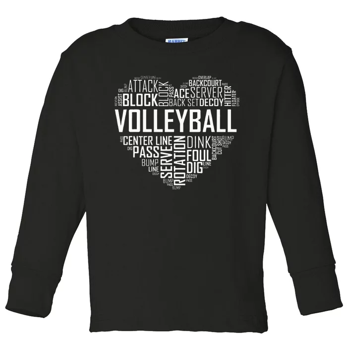 Volleyball Lover Heart Volley Gift For Players And Coaches Toddler Long Sleeve Shirt