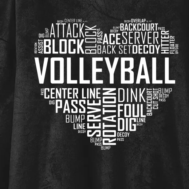 Volleyball Lover Heart Volley Gift For Players And Coaches Hooded Wearable Blanket