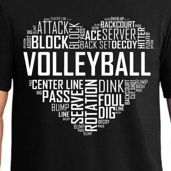 Volleyball Lover Heart Volley Gift For Players And Coaches Pajama Set