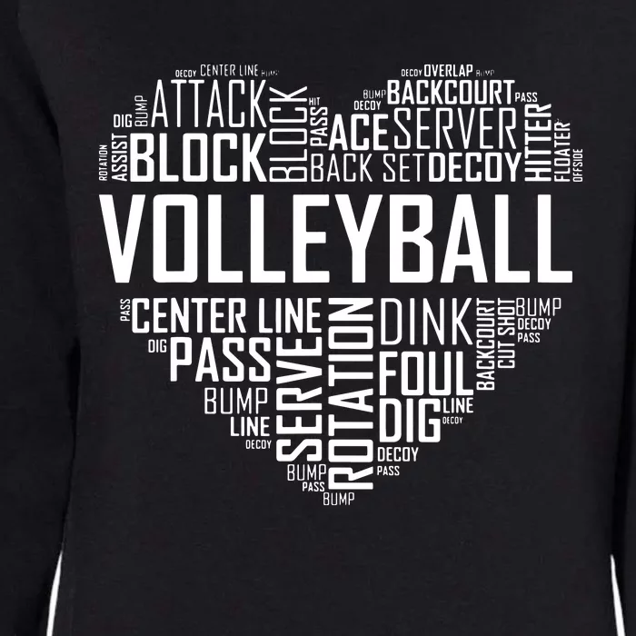 Volleyball Lover Heart Volley Gift For Players And Coaches Womens California Wash Sweatshirt