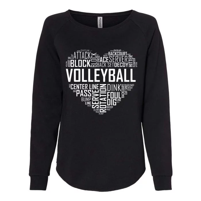 Volleyball Lover Heart Volley Gift For Players And Coaches Womens California Wash Sweatshirt