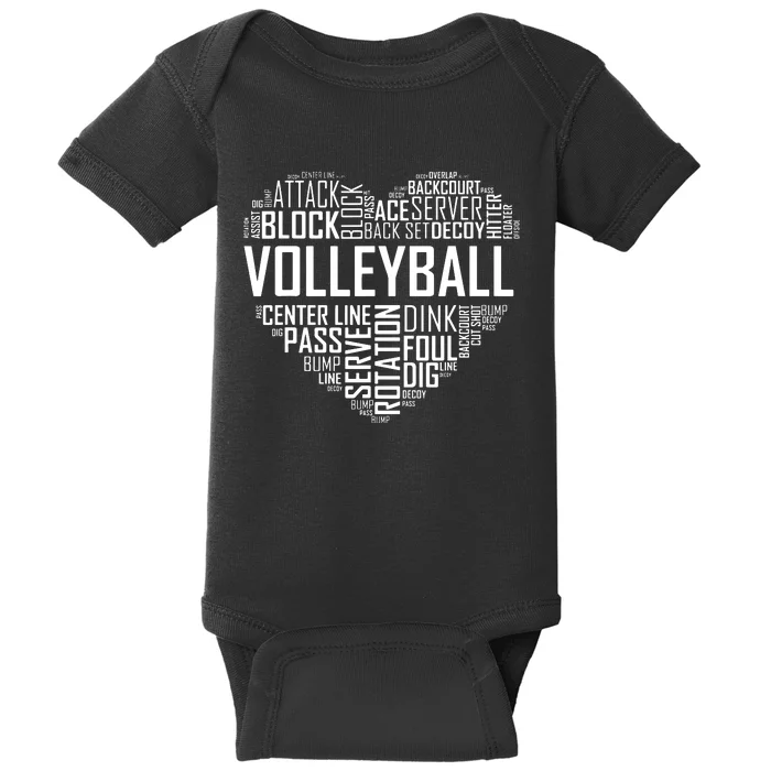 Volleyball Lover Heart Volley Gift For Players And Coaches Baby Bodysuit