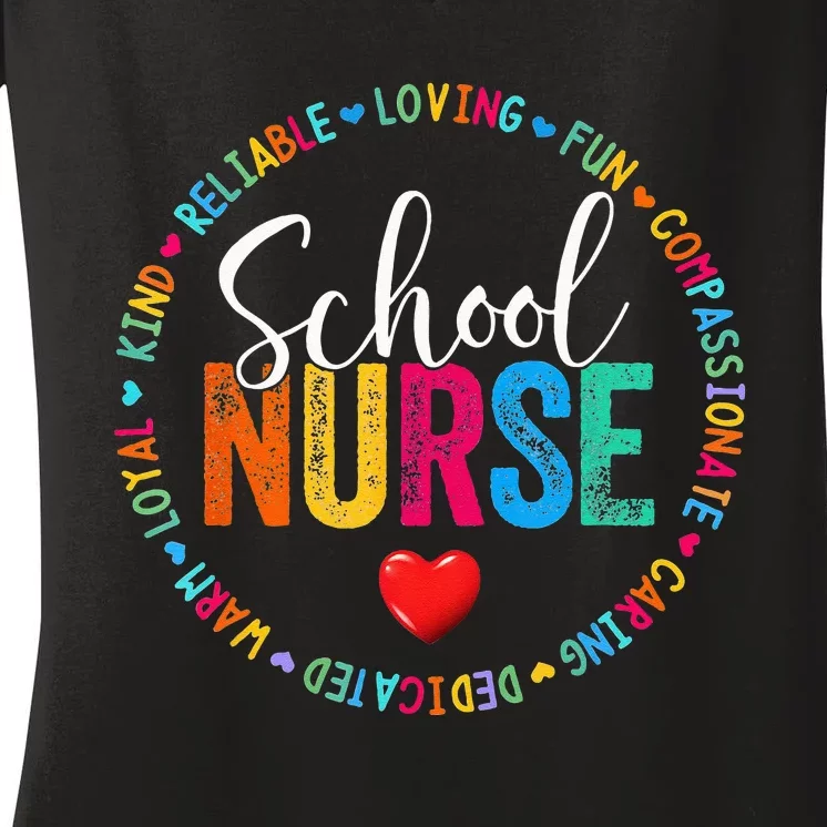 Vintage Love Heart Rn Nursing School Nurse Graduation Gift Women's V-Neck T-Shirt