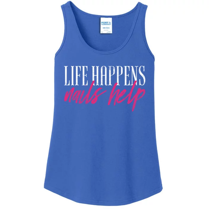 Vintage Life Happens Nails Help Nail Artist Nail Technician Meaningful Gift Ladies Essential Tank