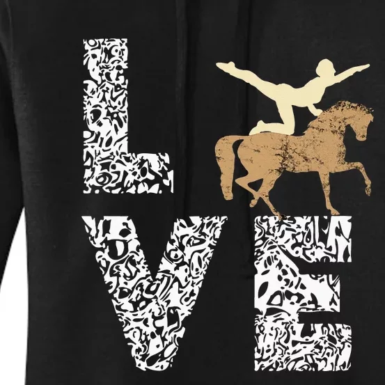 Vaulting Love Horseback Equestrian Horse Riding Acrobatics Women's Pullover Hoodie