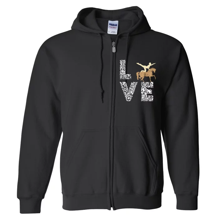 Vaulting Love Horseback Equestrian Horse Riding Acrobatics Full Zip Hoodie