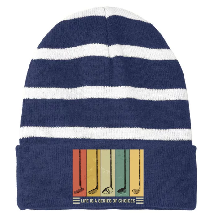 Vintage Life Is A Series Of Choices Golfing Fan Striped Beanie with Solid Band