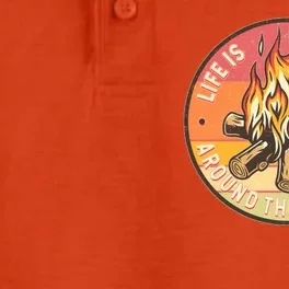 Vintage Life Is Better Around The Campfire Emblem Dry Zone Grid Performance Polo