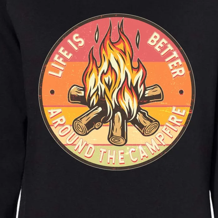 Vintage Life Is Better Around The Campfire Emblem Womens California Wash Sweatshirt