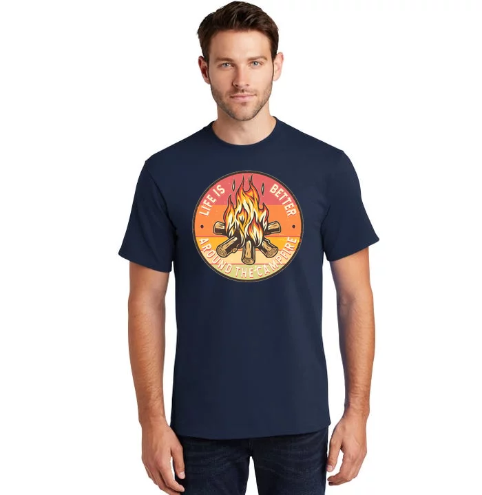 Vintage Life Is Better Around The Campfire Emblem Tall T-Shirt